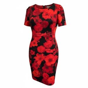 Calvin Klein Red and Black Floral Mini Dress - Wear your flowers!